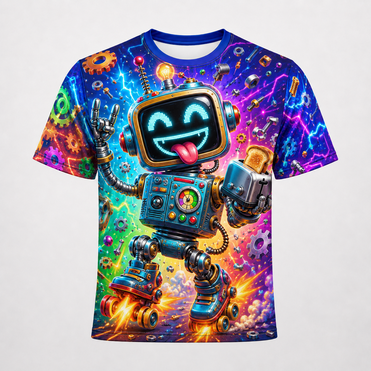 Remera full print con diseño robot